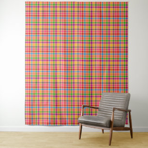 Tapiz Patrón de cuadros escoceses de gingham color naran