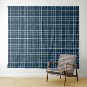 Tapiz Patrón de cuadros punteado. Gris-azul.