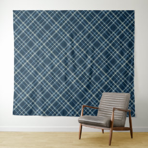 Tapiz Patrón de cuadros punteados. Gris-azul.