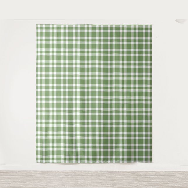 Tapiz Patrón de Cuadros Verde Blanco (Anverso)