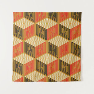 Tapiz Patrón de cubo de vintage de oro rojo