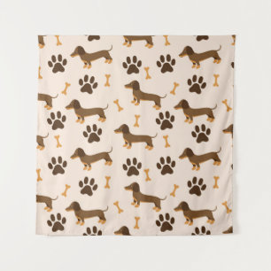 Tapiz Patrón de Dachshund: Diseño de impresión vintage