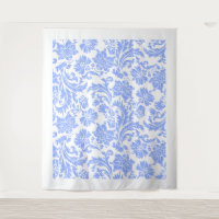 Patrón de damasco floral vintage azul en polvo bla