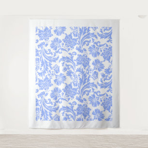 Tapiz Patrón de damasco floral vintage azul en polvo bla