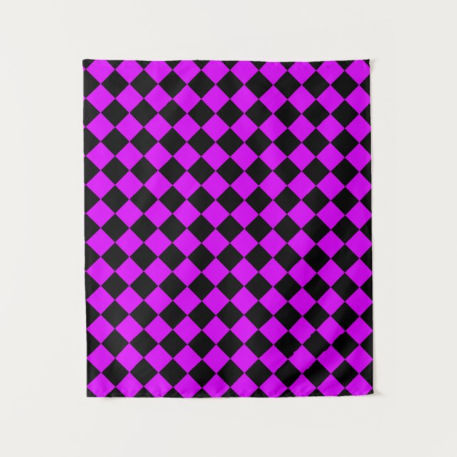 Tapiz Patrón de diamante negro morado (Anverso)