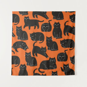 Tapiz Patrón de dibujo de mano para gatos personalizados