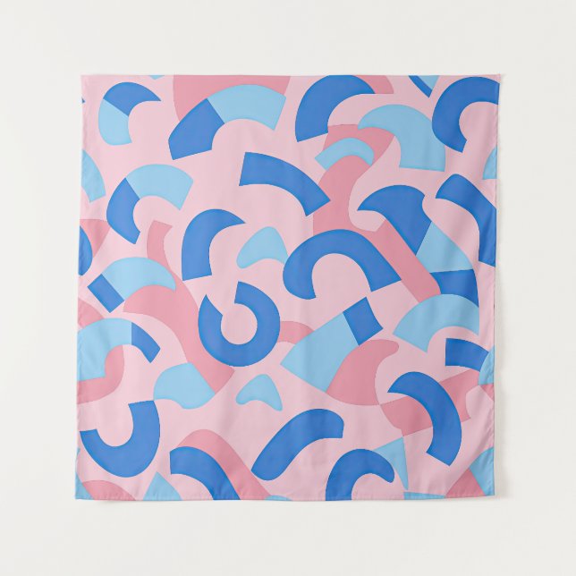 Tapiz Patrón de Doodle rosa y azul (Anverso (horizontal))