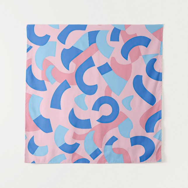 Tapiz Patrón de Doodle rosa y azul (Anverso)