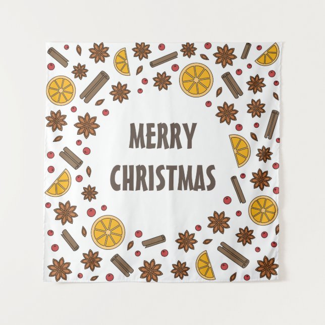 Tapiz Patrón de especias navideñas (Anverso)