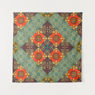Tapiz Patrón de estilo Talavera de mosaicos portugueses