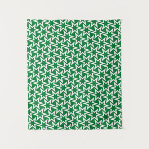 Tapiz Patrón de estrella geométrica blanco y verde