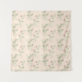 Tapiz Patrón de flor del Retro Verde Rosa Y2K 70