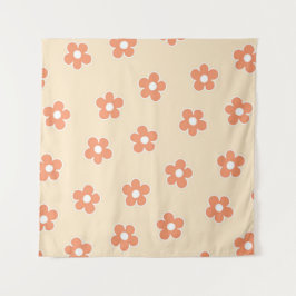 Tapiz Patrón de flor hippie blanco