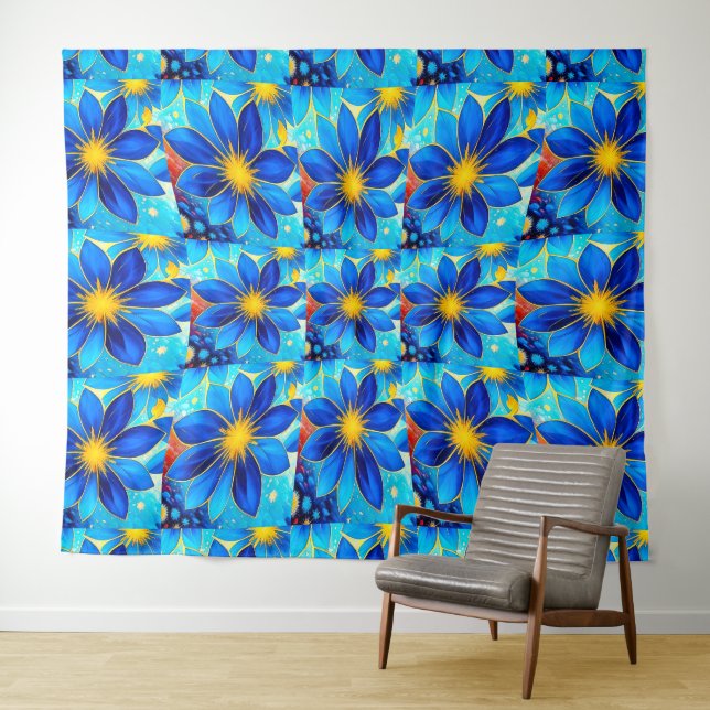 Tapiz Patrón de flores azules de bonito (In situ (horizontal))