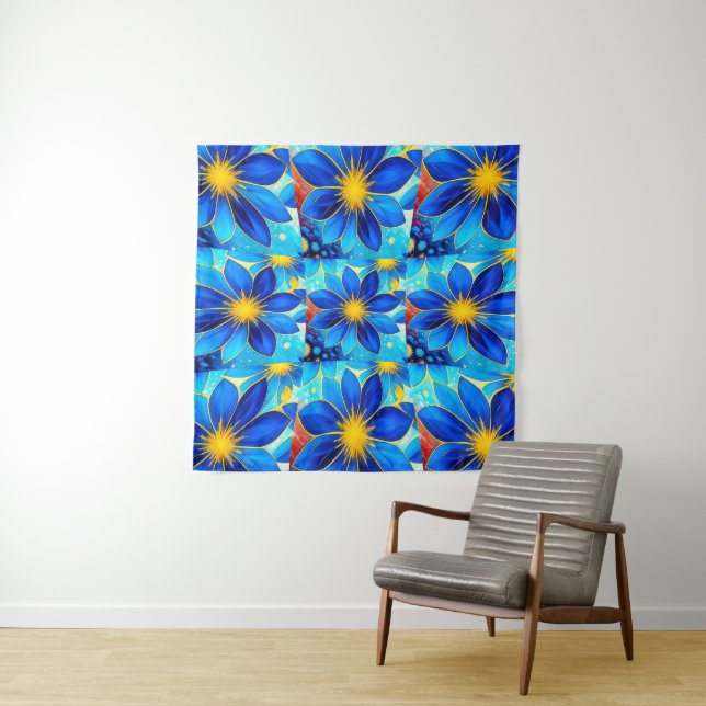 Tapiz Patrón de flores azules de bonito (In situ (horizontal))