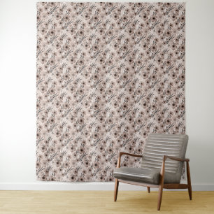 Tapiz Patrón de flores marrón beige en el fondo del tigr