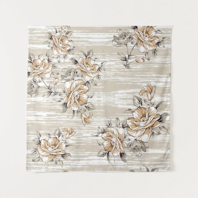 Tapiz patrón de flores marrones en el fondo de textura (Anverso)