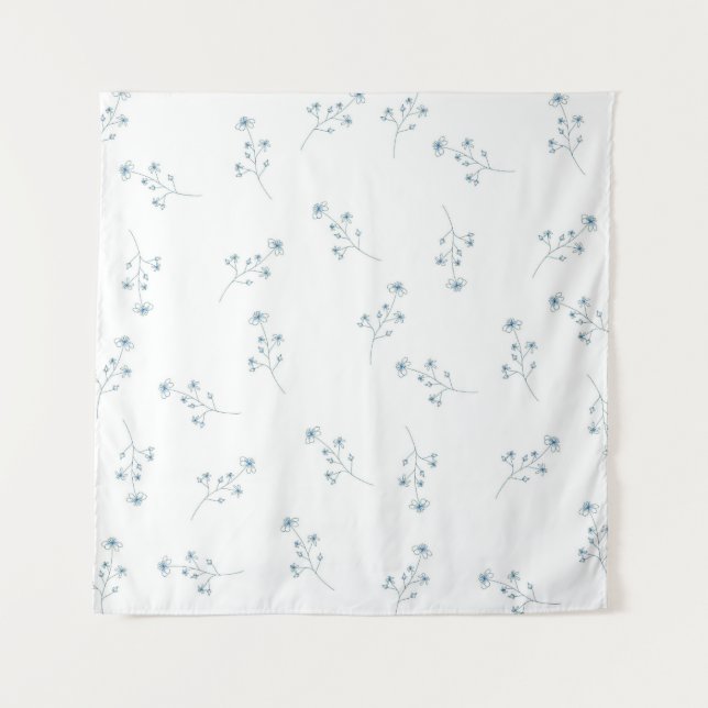 Tapiz Patrón de flores silvestres azules (Anverso)