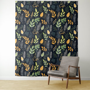 Tapiz Patrón de follaje verde y amarillo elegante