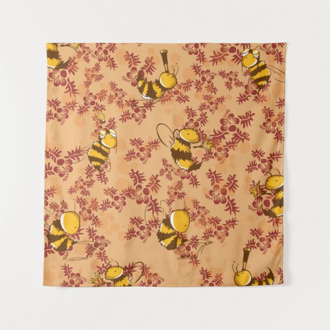 Tapiz patrón de fondo de abeja linda (Anverso)