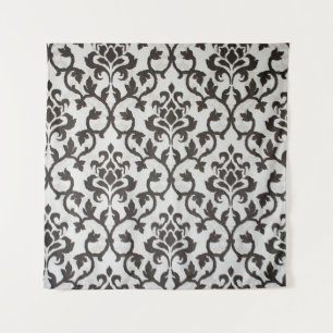 Tapiz Patrón de fondo mural de damasco clásico negro