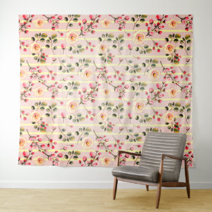 Tapiz Patrón de franja floral rosa suave