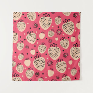Tapiz Patrón de fresa rosa: diseño dulce sin soldadura