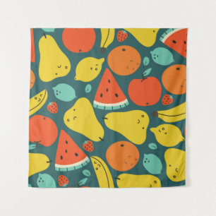 Tapiz Patrón de fruta tropical dibujado a mano