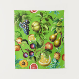 Tapiz Patrón de frutas sobre fondo verde