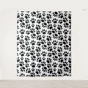Tapiz Patrón de garra de gato lindo negro blanco persona