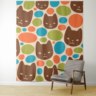 Tapiz Patrón de gatos de punto de polka