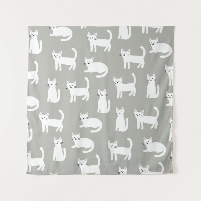 Tapiz Patrón de gatos lindos y sin inconveniente, diseño (Anverso)