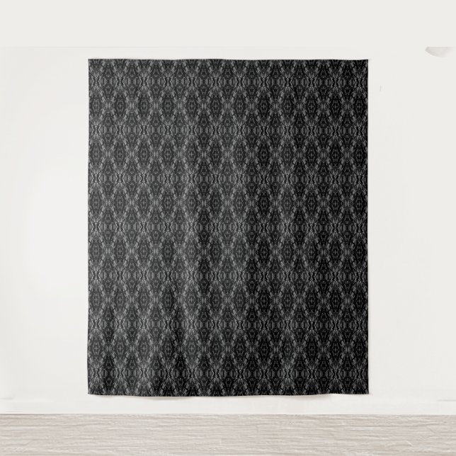 Tapiz Patrón de geometría abstracta gris negro (Anverso)
