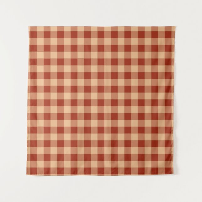 Tapiz Patrón de Gingham controlado de Brown (Anverso)