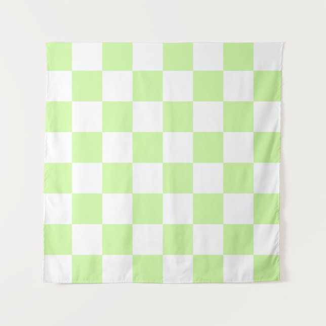 Tapiz Patrón de Gingham de Pastel Verde (Anverso)