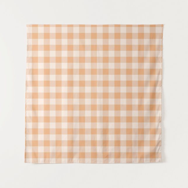 Tapiz Patrón de Gingham de Peach White Checkered (Anverso)