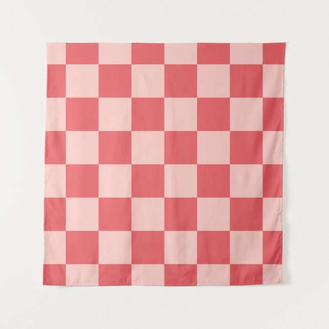 Tapiz Patrón de Gingham de Red Checkered Rosa (Anverso)