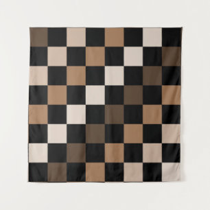 Tapiz Patrón de Gingham negro negro marrón