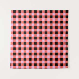 Tapiz Patrón de Gingham negro rosado