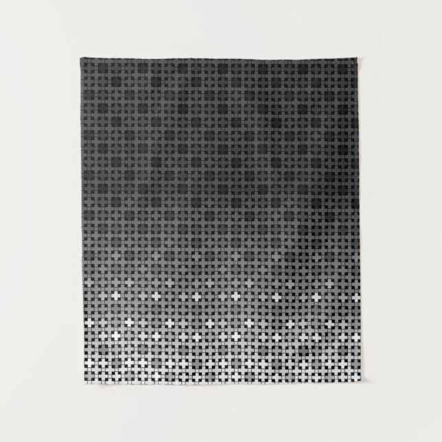 Tapiz Patrón de gradiente geométrico en blanco y negro (Anverso)