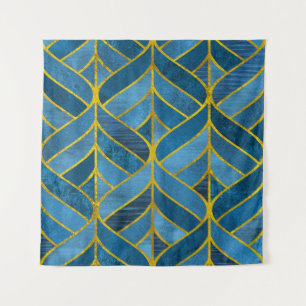 Tapiz Patrón de grifo azul dorado