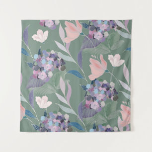 Tapiz Patrón de gris de salvia de flores de lino