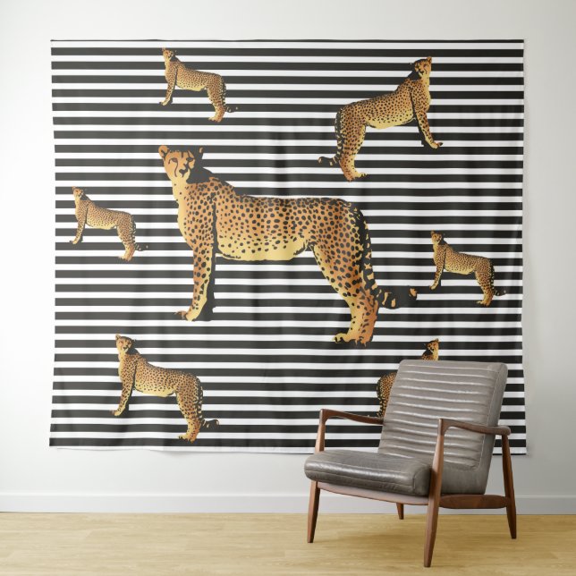 Tapiz Patrón De Guepardo Y Tiras (In situ (horizontal))