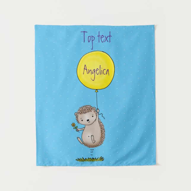 Tapiz Patrón de hedgehog y personalizado de globos (Anverso)