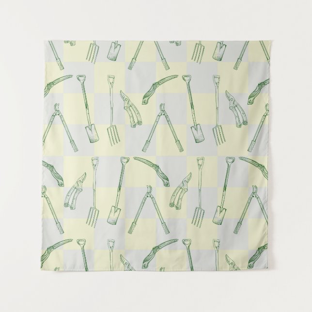 Tapiz Patrón de herramientas de jardinería (Anverso)