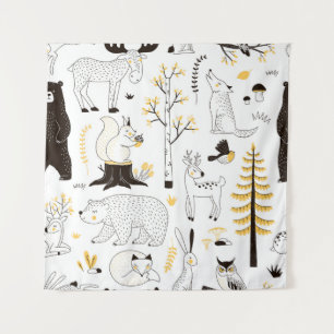 Tapiz Patrón de hojas de árboles forestales otoñales