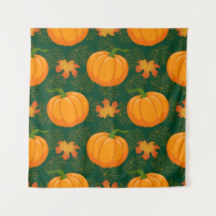 Tapiz Patrón de hojas otoñales de calabaza naranja
