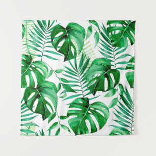 Tapiz Patrón de hojas tropicales verdes
