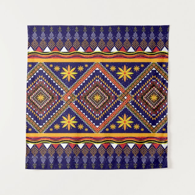 Tapiz Patrón de ikat oriental geométrico étnico tradicio (Anverso)