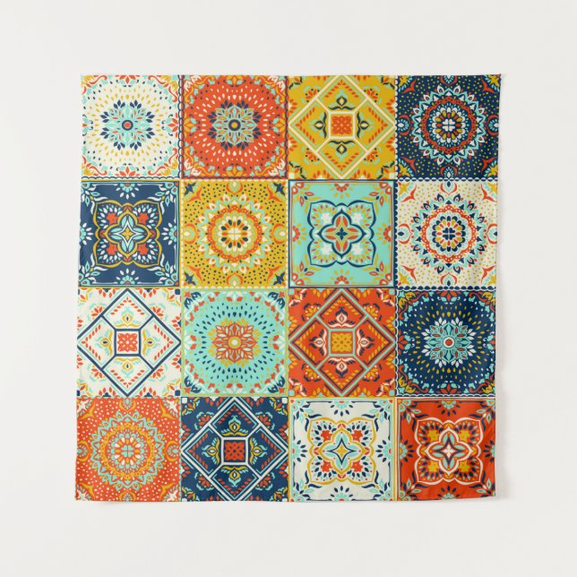 Tapiz Patrón de ilustracion de mosaico de mosaico de mos